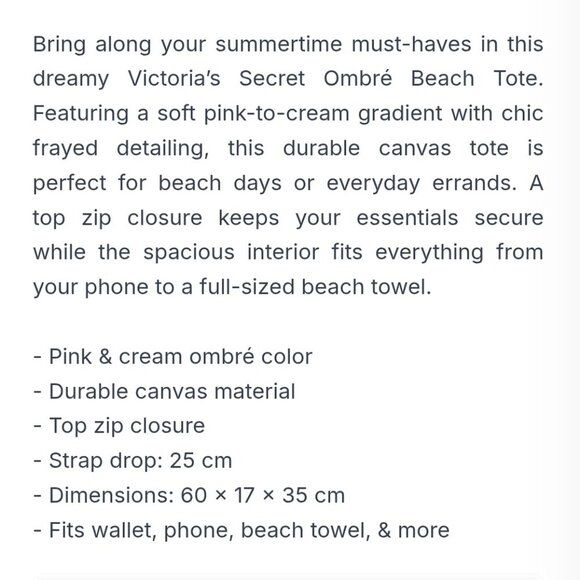 NWT Victoria Secret Ombre Beach Tote - Picture 2 of 11